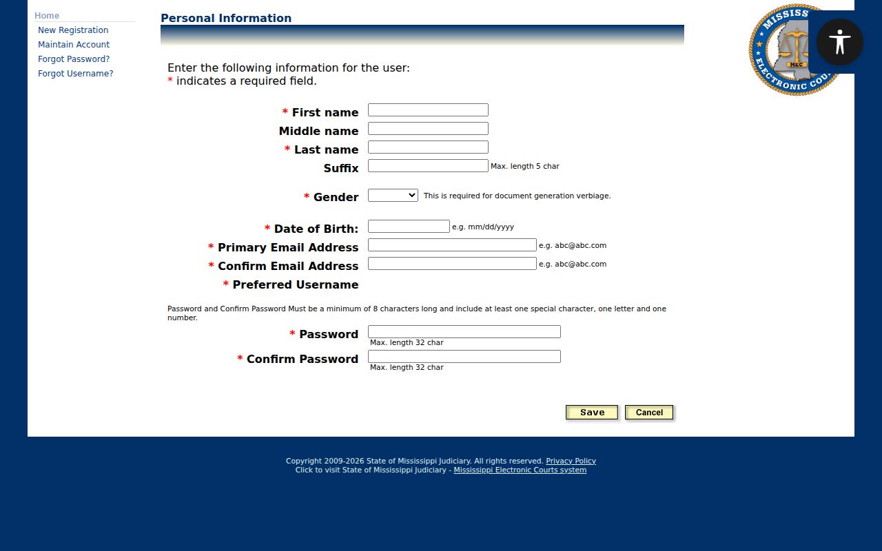 Clay County case lookup PAMEC registration fields
