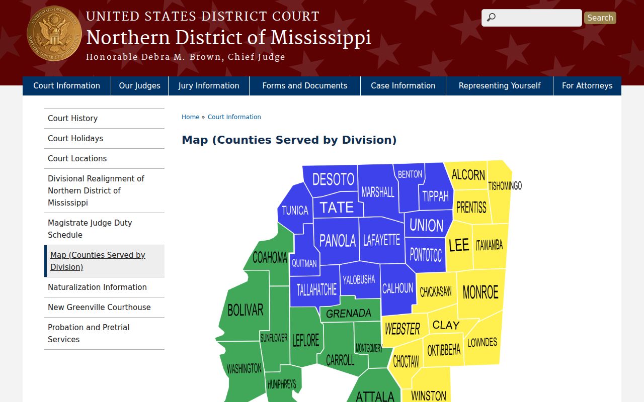 Clay County court records federal Aberdeen Division map