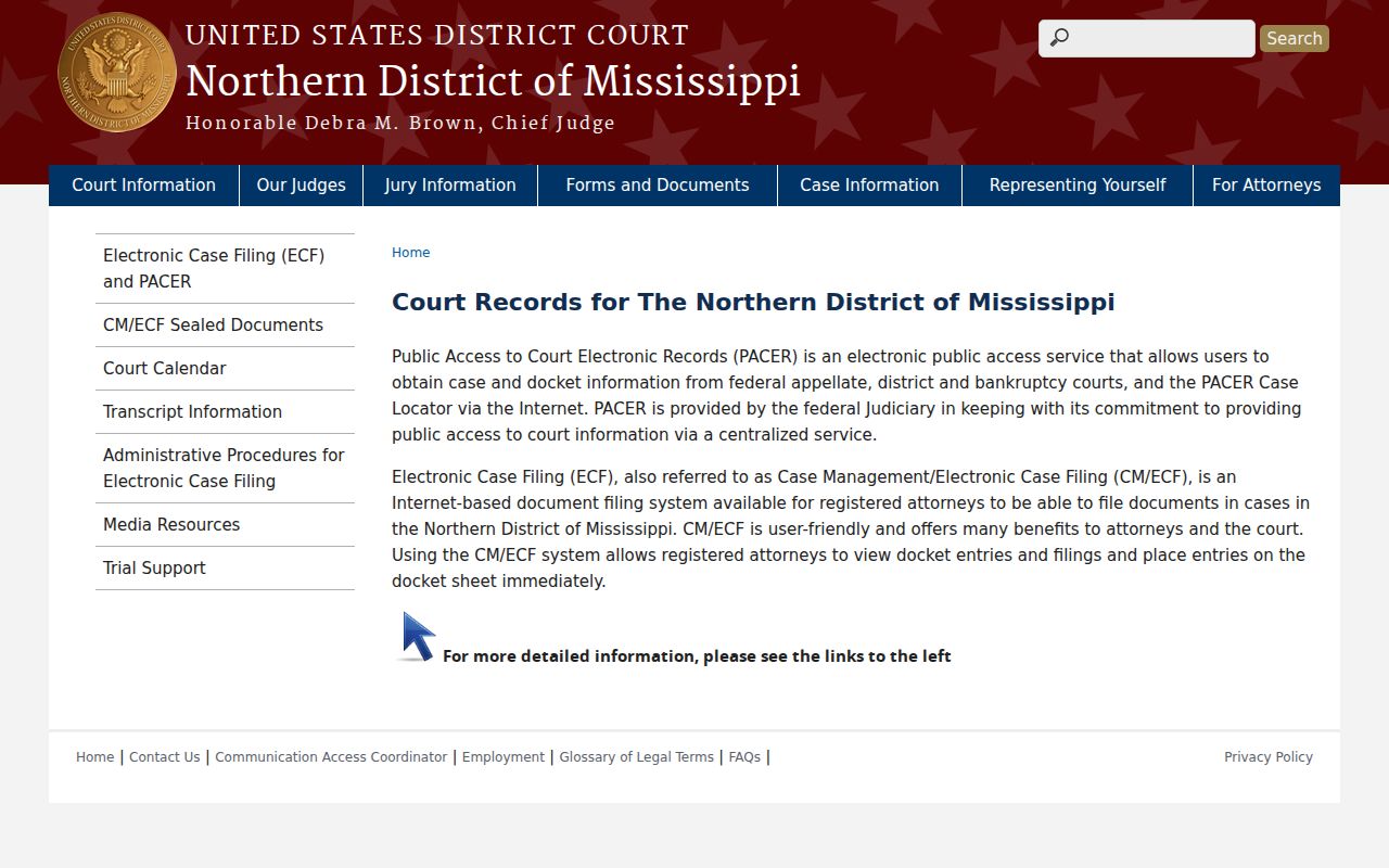 Clay County court records Northern District PACER case information page