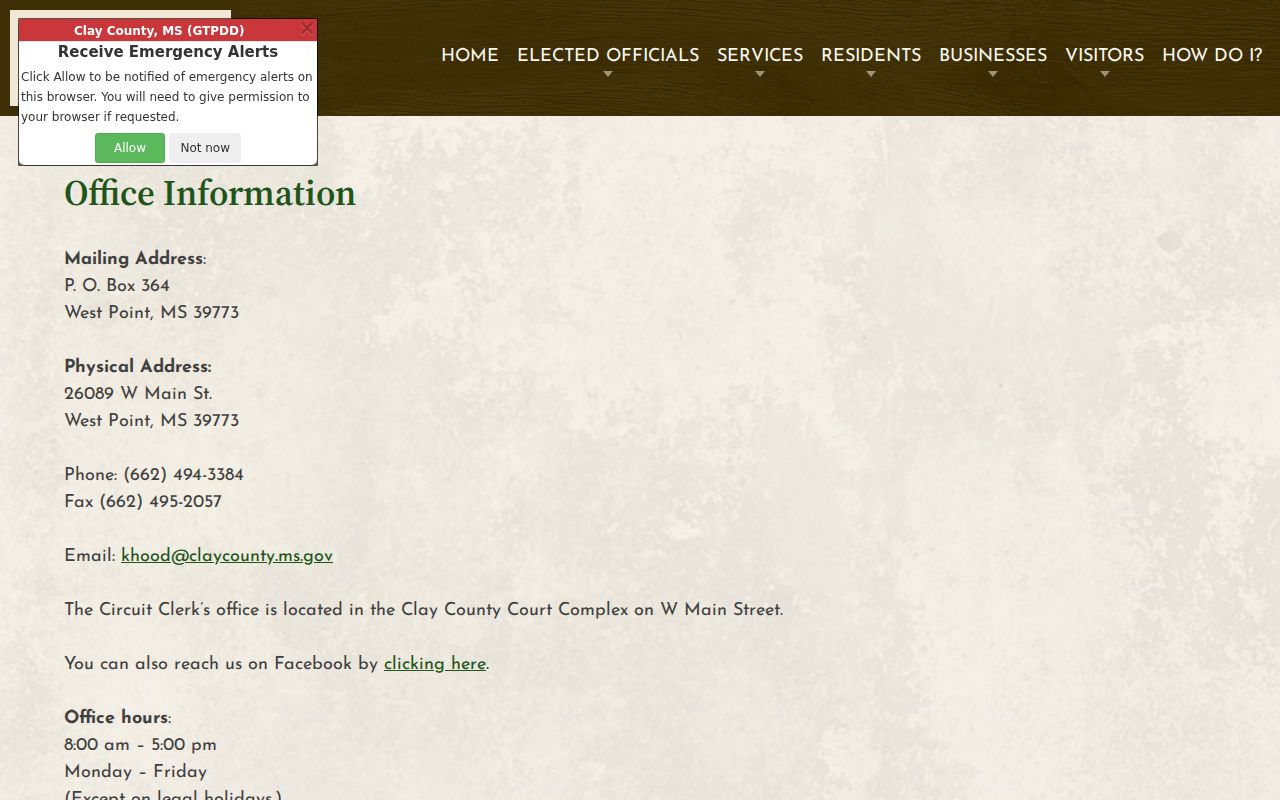 Clay County Circuit Clerk official office information page